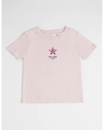 Tricou din bumbac cu imprimeu, Roz prafuit