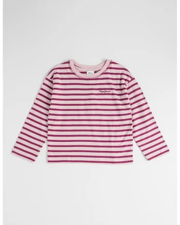 Bluza din bumbac cu maneci lungi si dungi, Violet prafuit