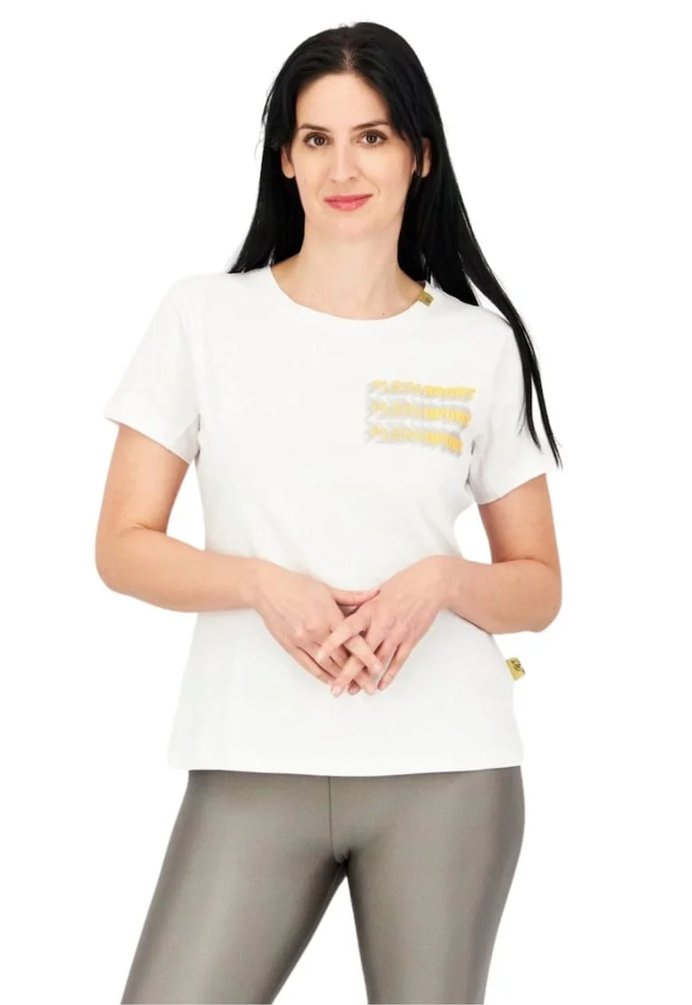 Tricou dama  alb, bumbac, croiala clasica, alb,