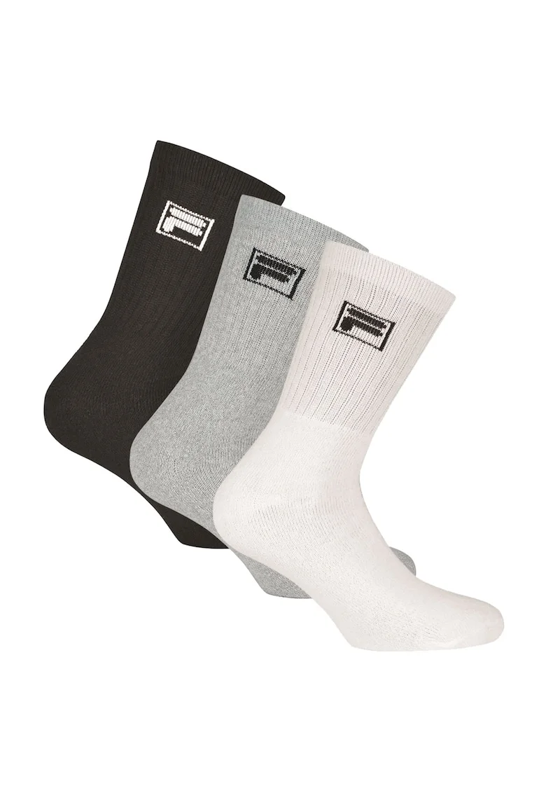 Set de sosete lungi unisex - 3 perechi, Alb/Negru/Gri