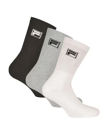 Set de sosete lungi unisex - 3 perechi, Alb/Negru/Gri