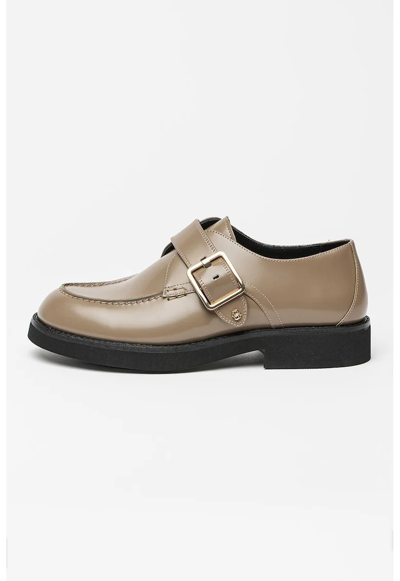 Pantofi loafer din piele cu barete cu catarama Eleri, Maro taupe