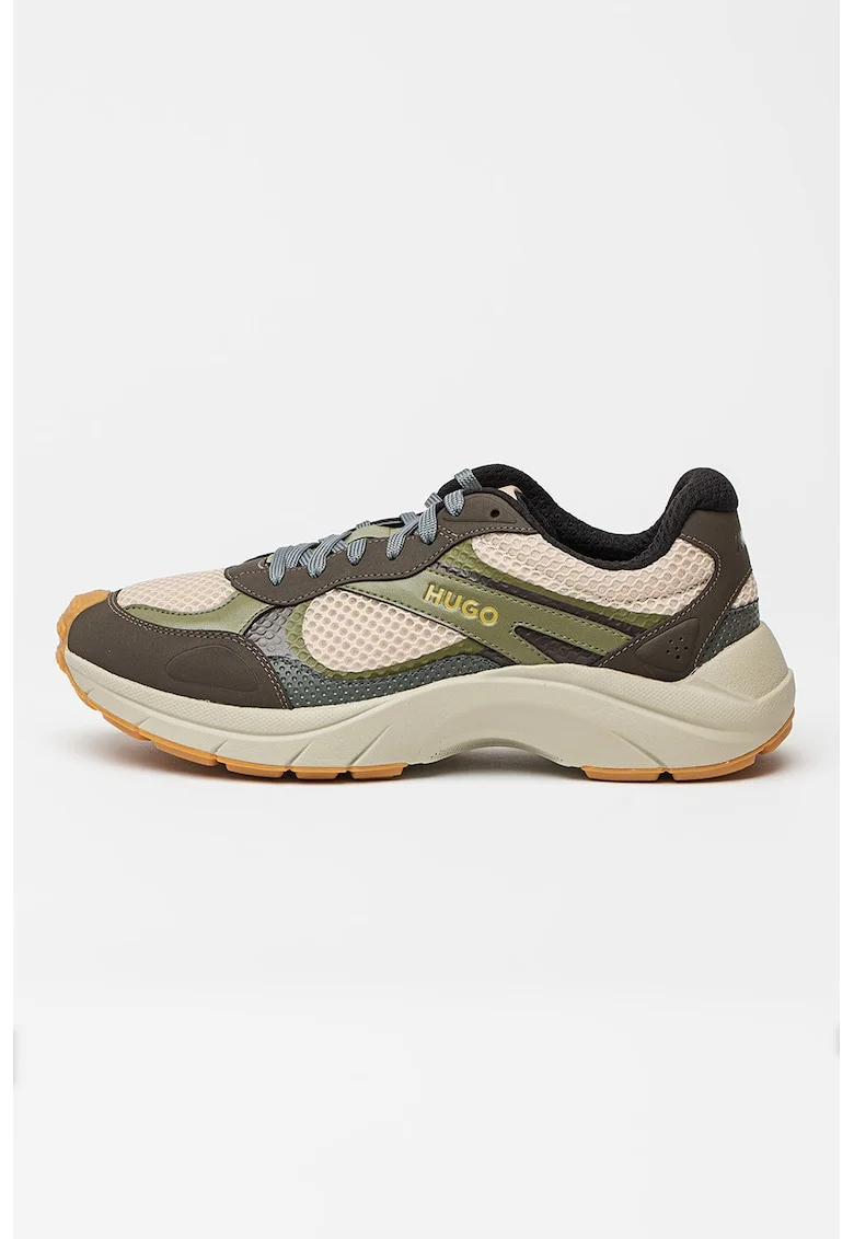 Pantofi sport low cut cu segmente de plasa Go2, Verde padure/Verde feriga/Bej deschis