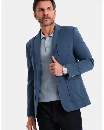 Sacou slim-fit cu buzunar pe piept