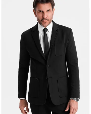 Sacou slim-fit cu buzunar pe piept