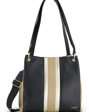 Geanta dama  shopper piele naturala multicolor 31x33x9cm cu 3 compartimente interioare, curea detasabila 150cm