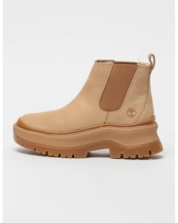 Ghete Chelsea de piele Roxie Lane, Maro nisip
