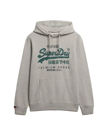 SUPERDRY, Hanorac regular fit de bumbac cu imprimeu logo, Gri deschis
