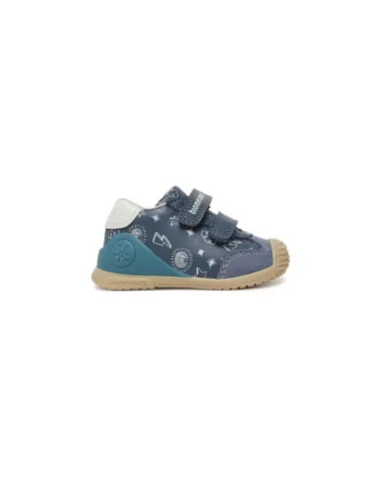 Pantofi sport cu imprimeu si segment dublu cu inchidere velcro, Albastru