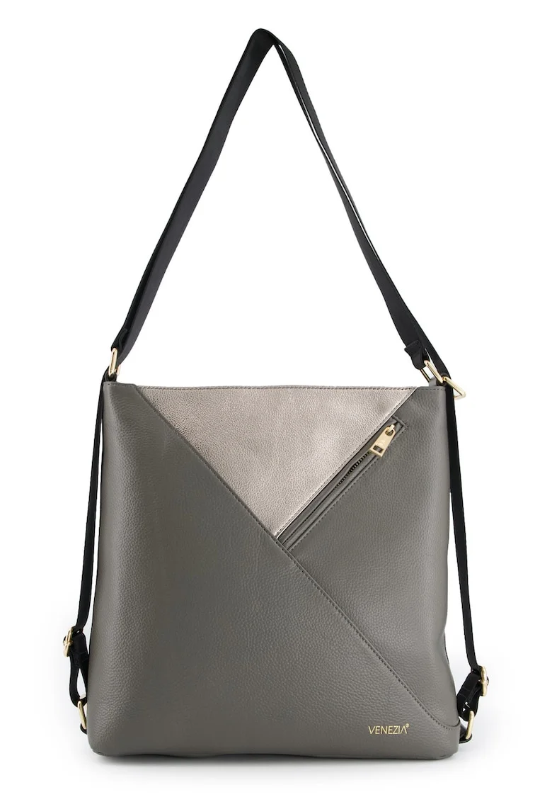 Geanta dama  Shopper, piele naturala, 32x32x9,, lungime curea max, 2 buzunare interioare, 1 buzunar exterior, Gri