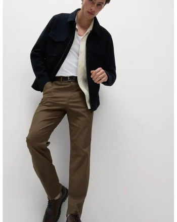 Pantaloni chino cu buzunare oblice, Verde masliniu