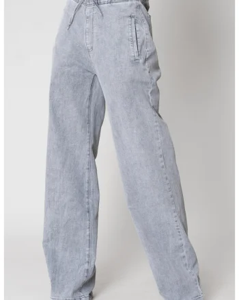 Blugi lungi din denim cu elastic Light Grey 15262, Gri