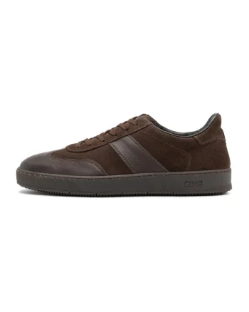 Pantofi sport din piele si piele intoarsa, Maro inchis
