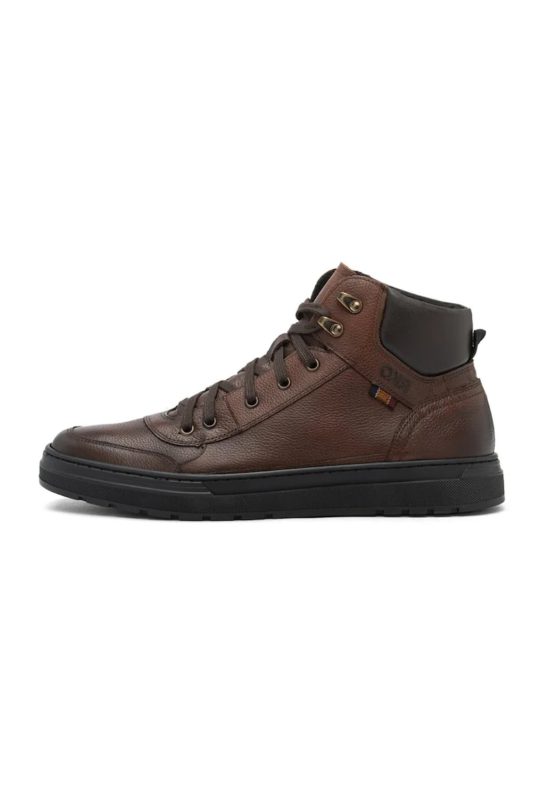 Pantofi sport inalti de piele, Maro