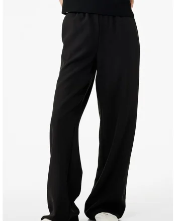 Pantaloni relaxed fit cu dungi, Negru