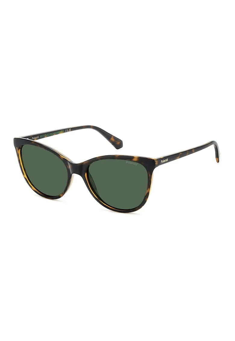 Ochelari de soare cat-eye cu lentile polarizate, Maro inchis/Portocaliu