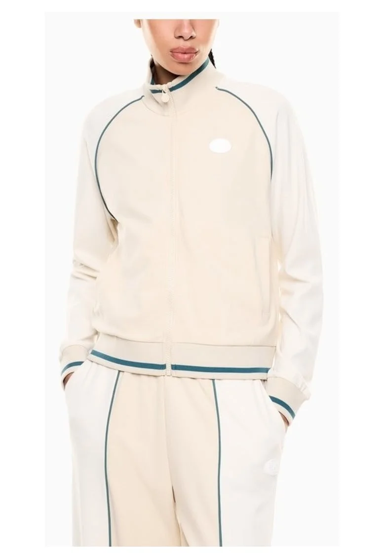 Bluza cu fermoar dama TRAIN SPORTING CLUB W T-TOP FZ,  Bumbac, Crem, Crem