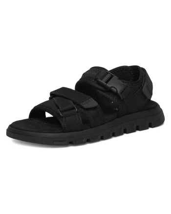 Sandale pentru barbati  piele naturala, negru, sistem inchidere Velcro