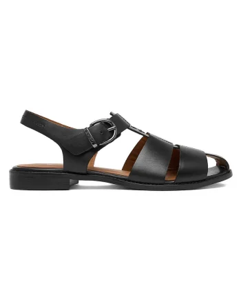 Sandale dama,  piele naturala, negru, inchidere cu catarama