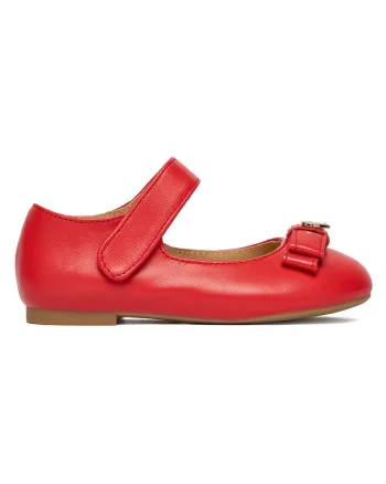 Balerini copii,  piele naturala, elegant, rosu