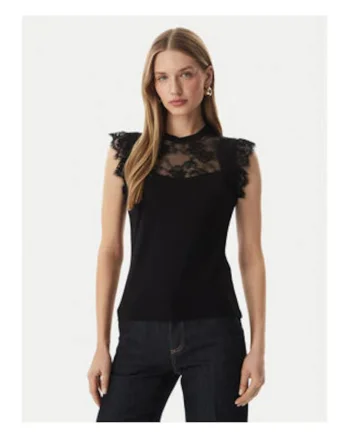Bluza dama,  negru, dantela, casual, poliester|viscoza