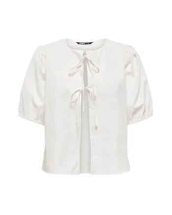 Bluza dama,  bej, material sintetic si bumbac, maneca scurta, croiala regulara