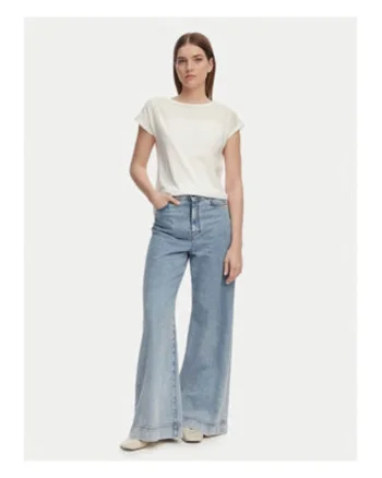 Bluza dama,  alb, bumbac organic, croiala regular fit, maneci scurte