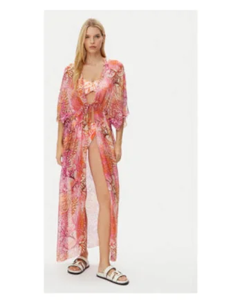 Kimono de plaja din amestec de matase si maneci 3/4