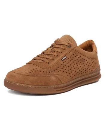Tenisi barbati  bej, piele naturala, elegant si casual, inchidere cu siret