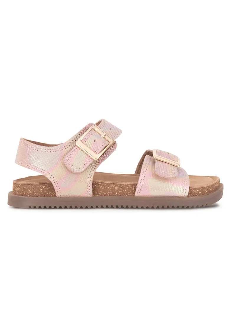 Sandale fete,  piele naturala, roz, sistem inchidere Velcro