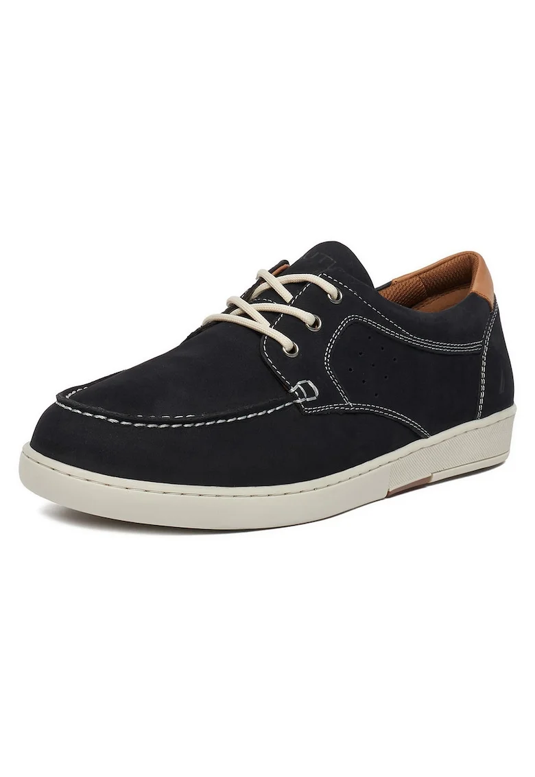 Pantofi barbatesti  casual, bleumarin, piele naturala, varf rotund