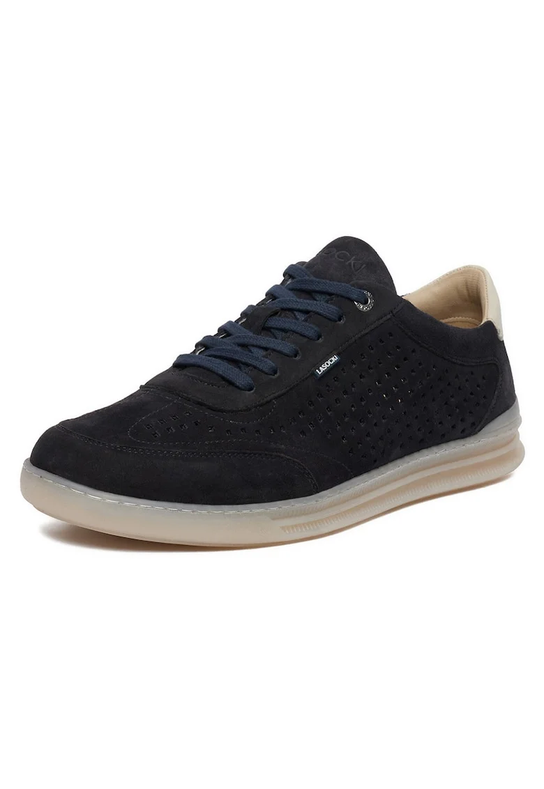 Tenisi barbati  bleumarin, piele naturala, design minimalist, sistem de inchidere cu siret,