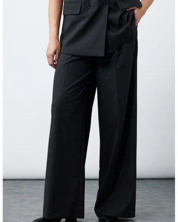Pantaloni ampli cu pliuri, Verde padure