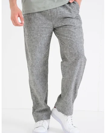 Pantaloni din amestec de in, Gri melange