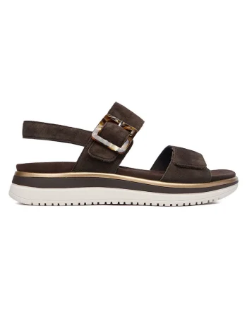 Sandale dama  piele intoarsa, inchidere velcro, culoare maro