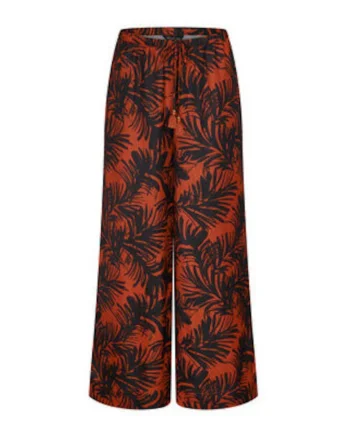Pantaloni dama,  casual, croiala ampla, maro, poliester