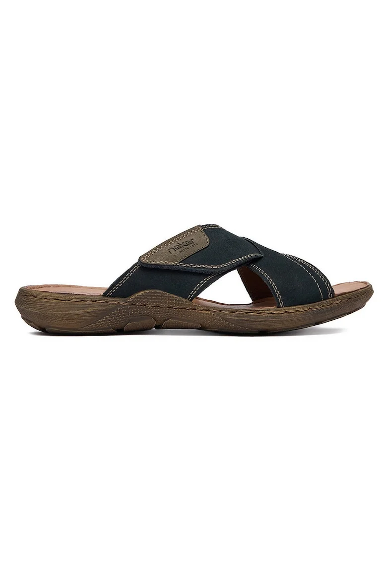 Papuci barbatesti  bleumarin, piele naturala, design modern, confortabil, Bleumarin