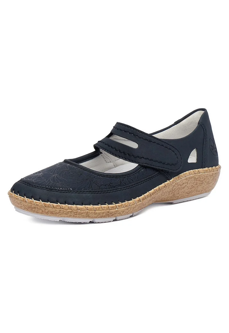 Pantofi dama  bleumarin, piele ecologica, inchidere velcro, talpa usoara,