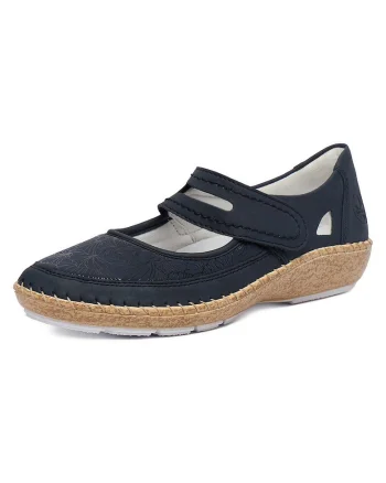 Pantofi dama  bleumarin, piele ecologica, inchidere velcro, talpa usoara,