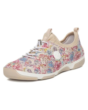 Tenisi dama  multicolor, piele ecologica, interior din piele naturala, varf rotund