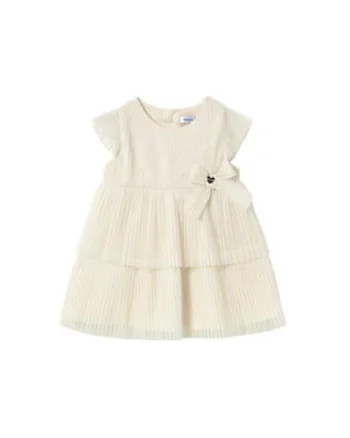 Rochie fete,  eleganta, fara maneci, bej, poliester