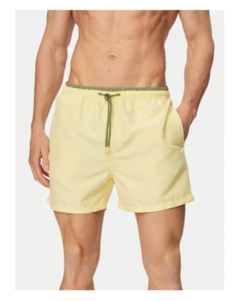 Pantaloni scurti de baie barbati,  galben, poliester, design minimalist