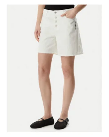 Pantaloni scurti din denim pentru femei,  bumbac, Crem