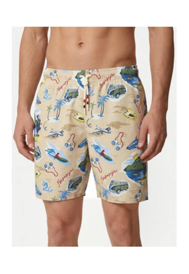 Pantaloni scurti de baie barbati,  multicolor, imprimeu grafic, poliester