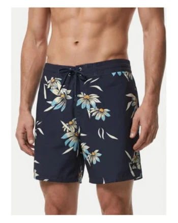 Pantaloni scurti de baie barbati,  floral, multicolor, material poliester reciclat