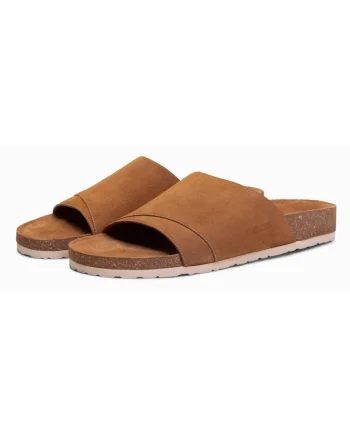 Slapi barbati din piele intoarsa, cu talpa din pluta, confortabili si usor de purtat OM-FOSF-0247, Maro