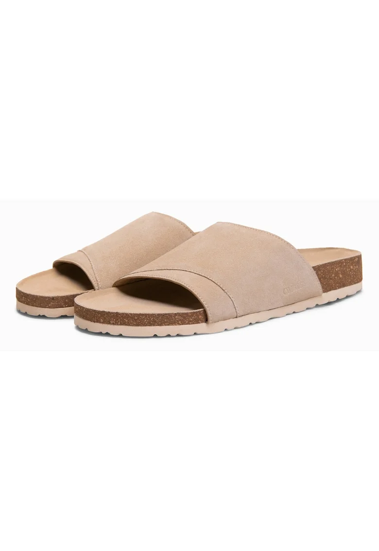 Slapi barbati din piele intoarsa, cu talpa din pluta, confortabili si usor de purtat OM-FOSF-0247, Bej