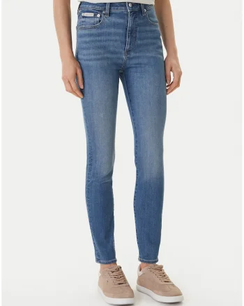 Blugi super skinny cu talie inalta, Albastru