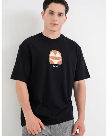 Tricou din bumbac cu model grafic, Negru