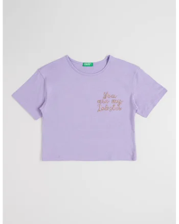 Tricou din bumbac cu imprimeu, Lila